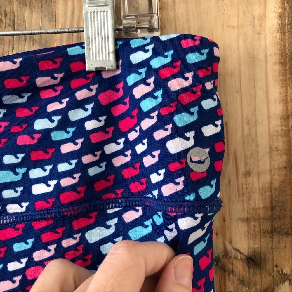 Vineyard Vines Navy Leggings with Pink, Red, Light Blue Whale Pattern - Picture 6 of 11